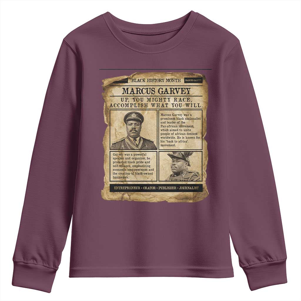 Vintage Newspaper Marcus Garvey Youth Sweatshirt Up You Mighty Race Quote
