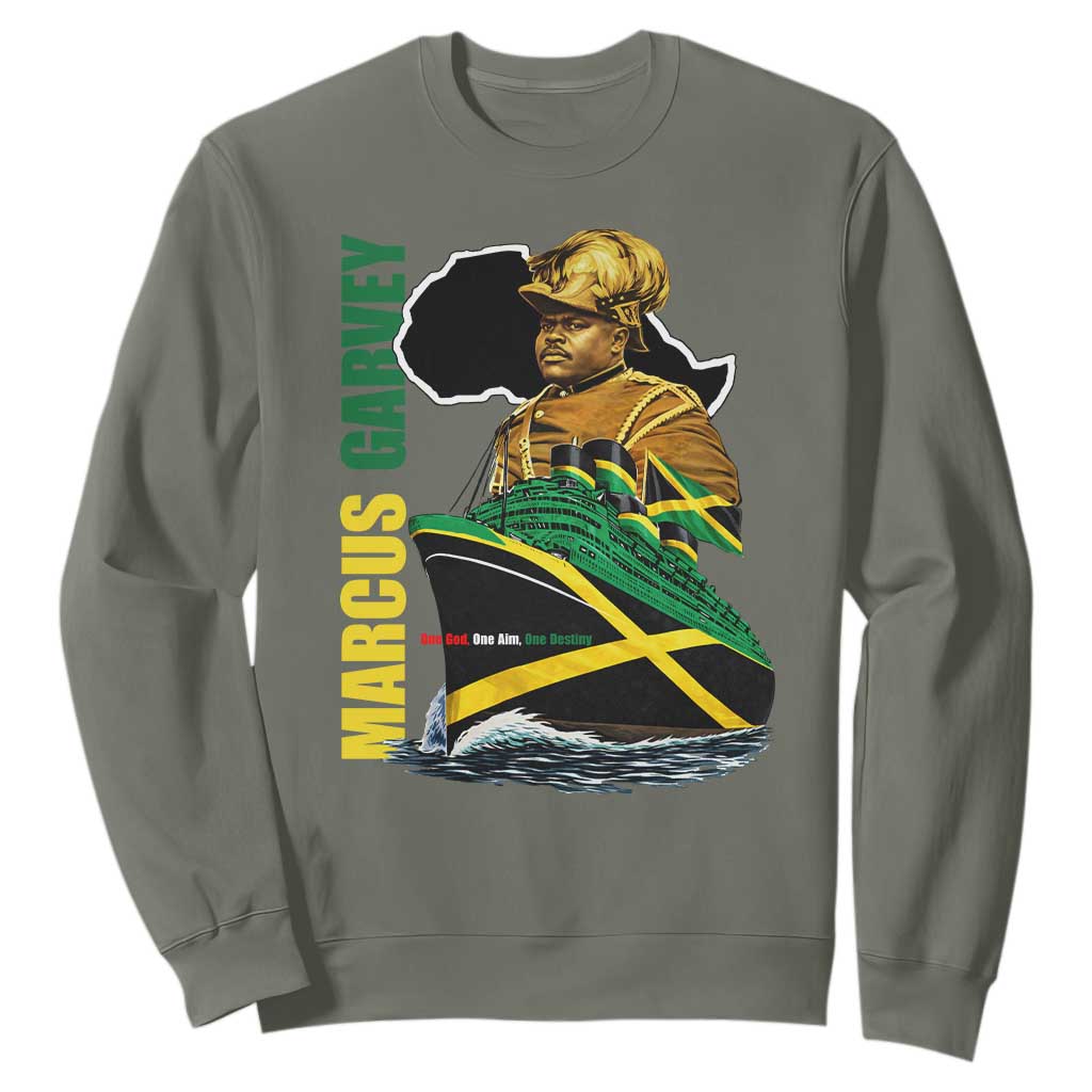 Marcus Garvey Jamaica Pride Sweatshirt One God One Aim One Destiny