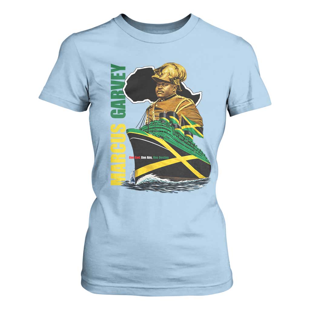 Marcus Garvey Jamaica Pride T Shirt For Women One God One Aim One Destiny