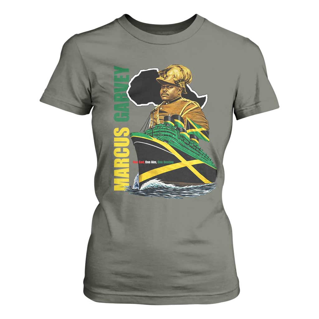 Marcus Garvey Jamaica Pride T Shirt For Women One God One Aim One Destiny