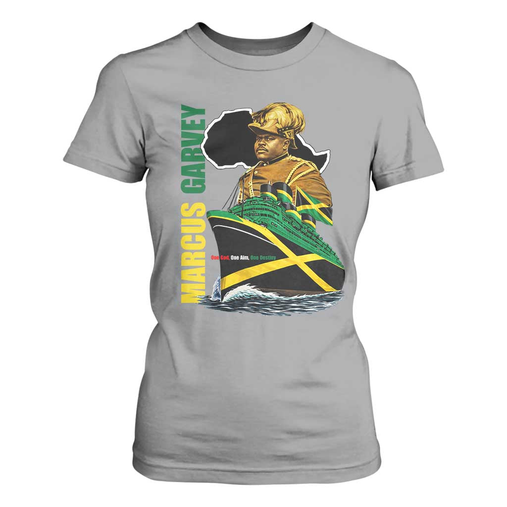Marcus Garvey Jamaica Pride T Shirt For Women One God One Aim One Destiny