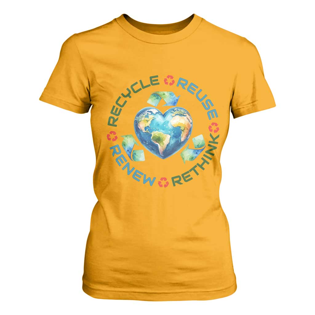 Recycle Reuse Renew Rethink T Shirt For Women Zero Waste Life