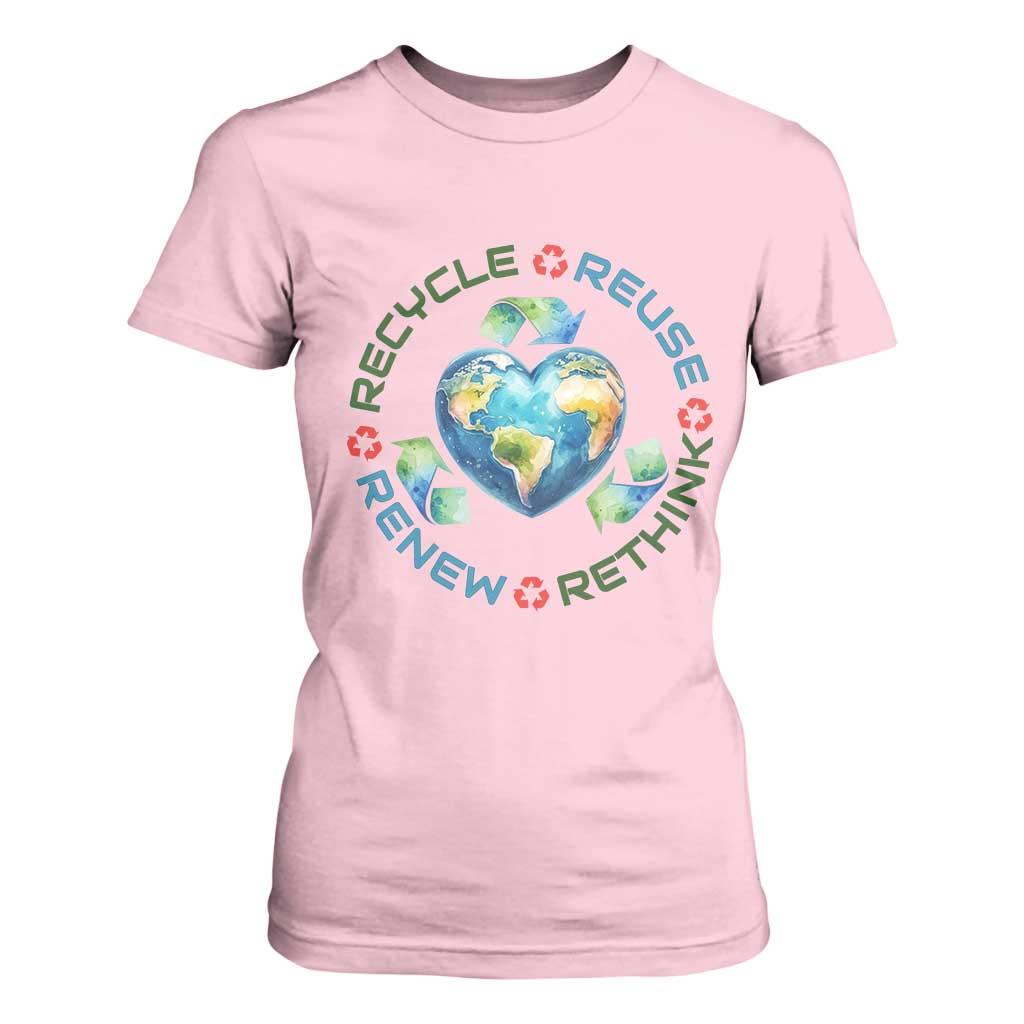 Recycle Reuse Renew Rethink T Shirt For Women Zero Waste Life
