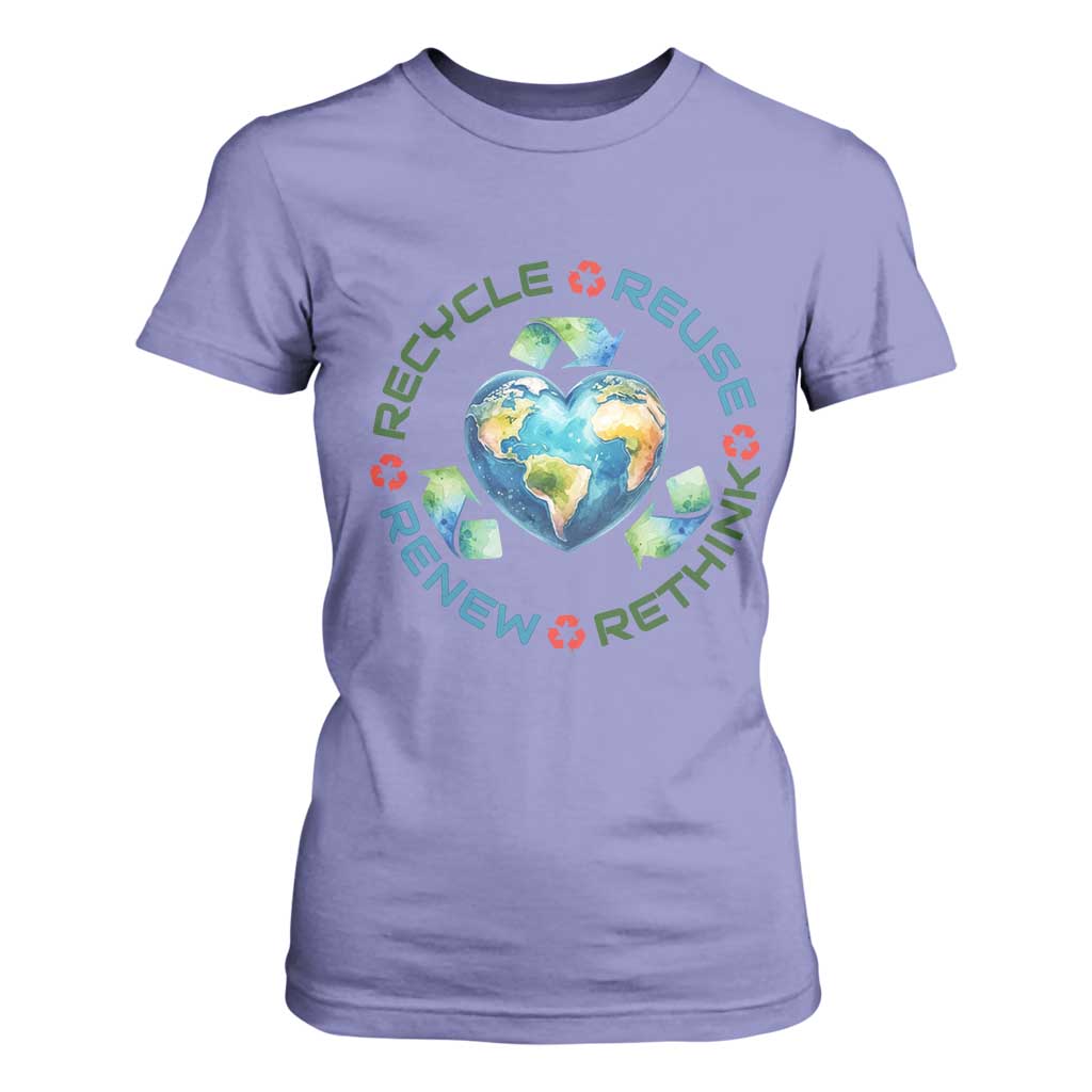 Recycle Reuse Renew Rethink T Shirt For Women Zero Waste Life