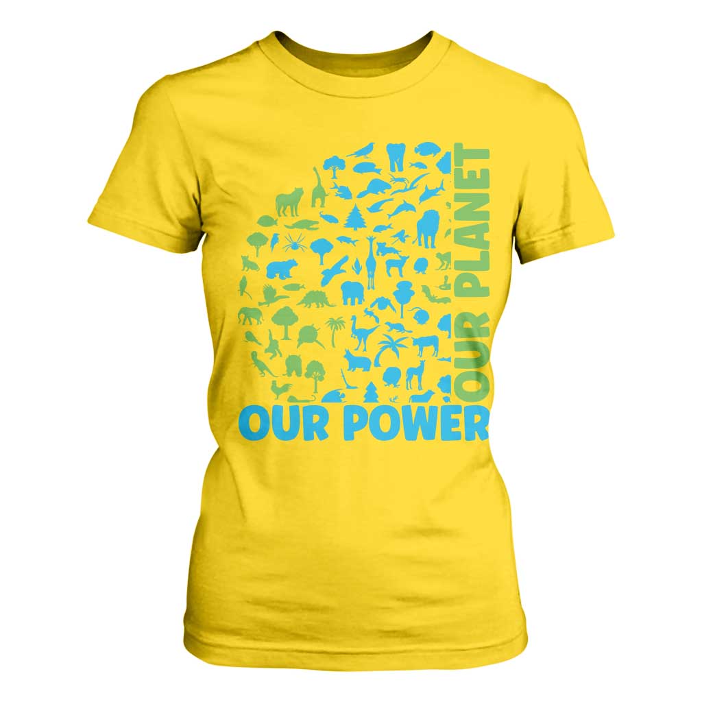 Earth Day Environmental Activism T Shirt For Women Our Power Our Planet
