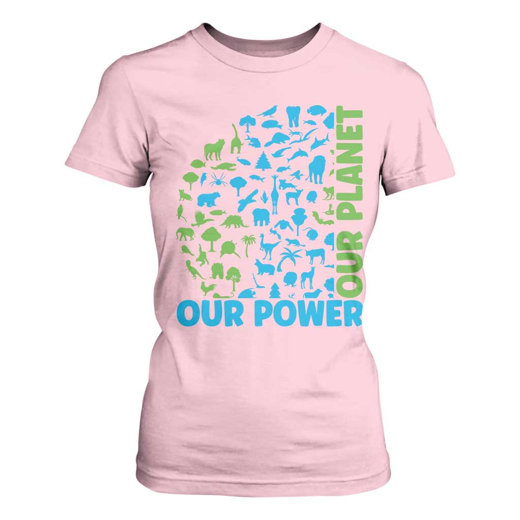 Earth Day Environmental Activism T Shirt For Women Our Power Our Planet