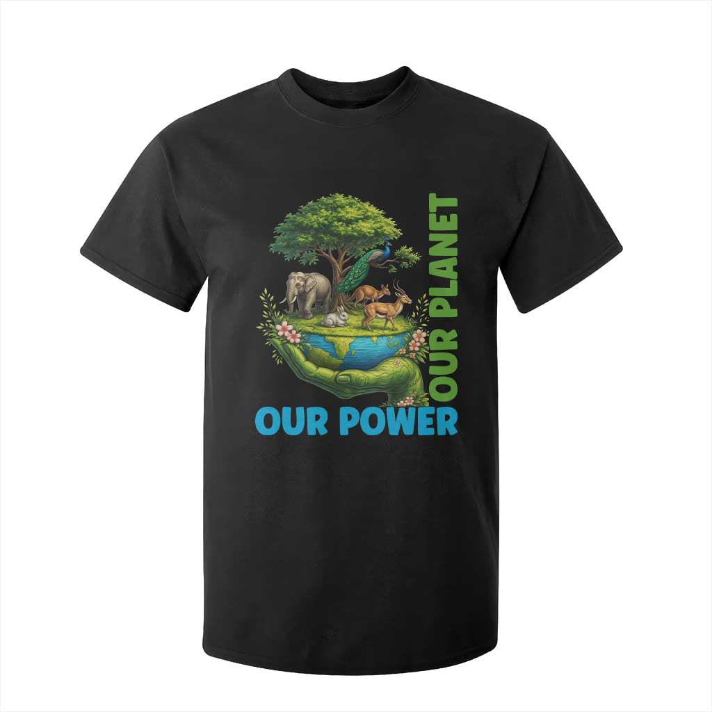 Our Power Our Planet T Shirt For Kid Earth Day Nature Lover Gift