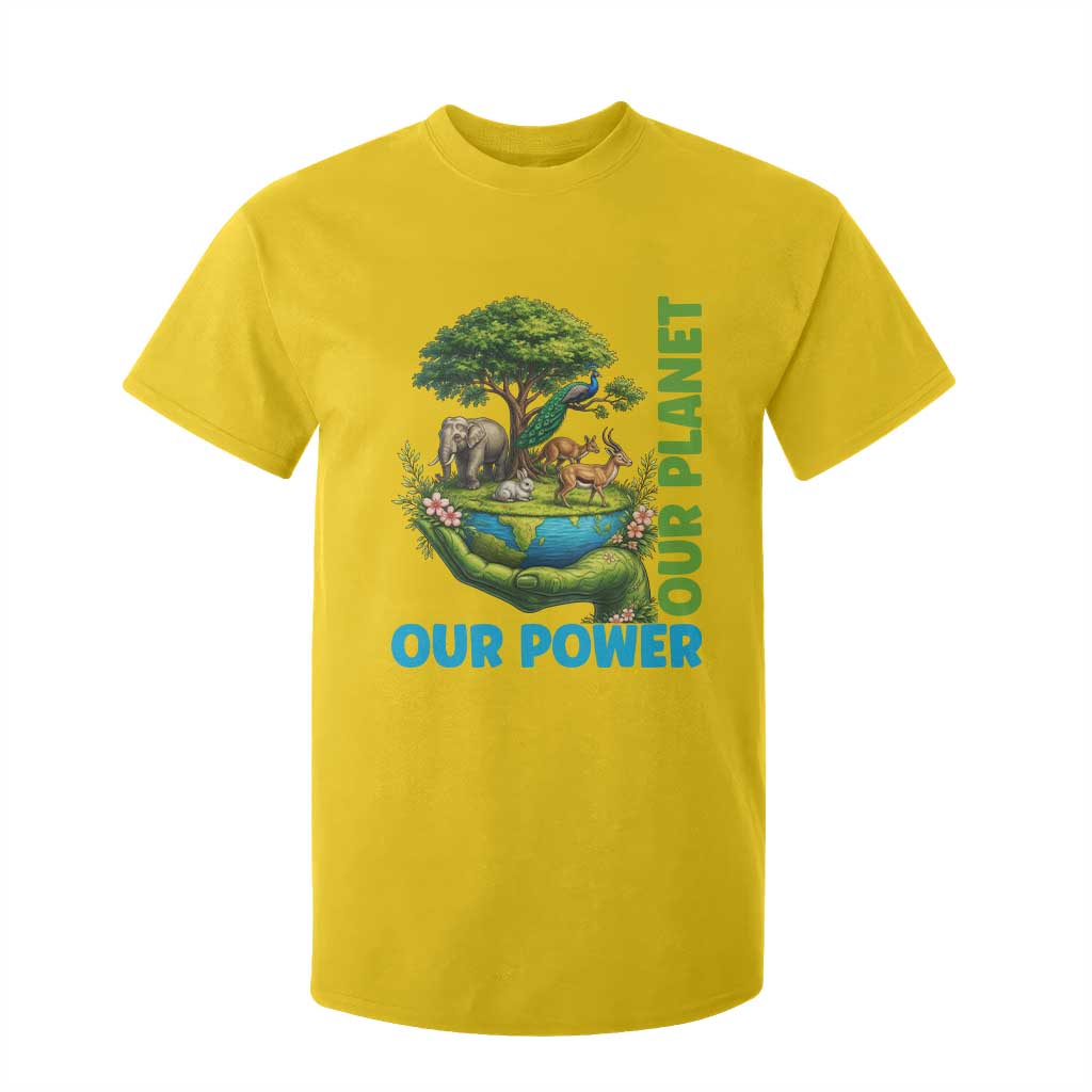Our Power Our Planet T Shirt For Kid Earth Day Nature Lover Gift