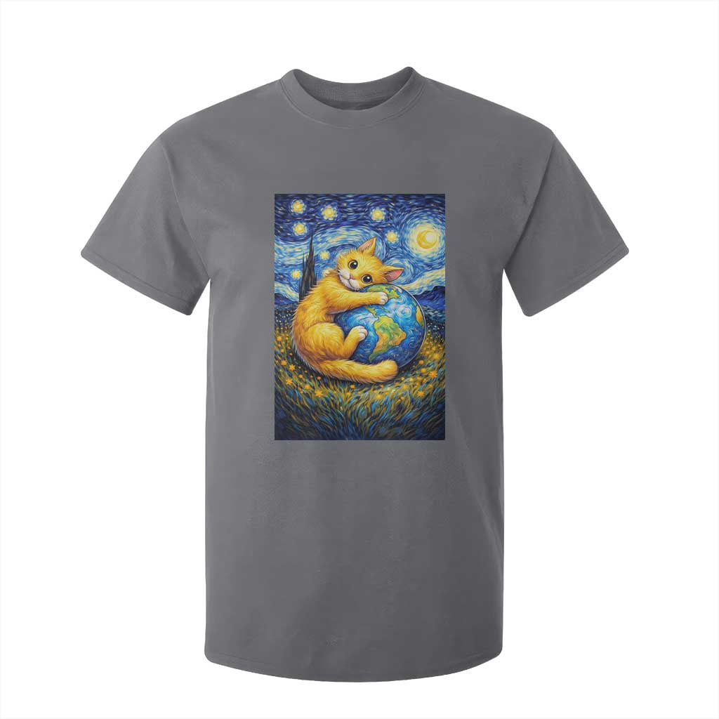 Earth Day T Shirt For Kid Starry Night Cat Hugging Earth