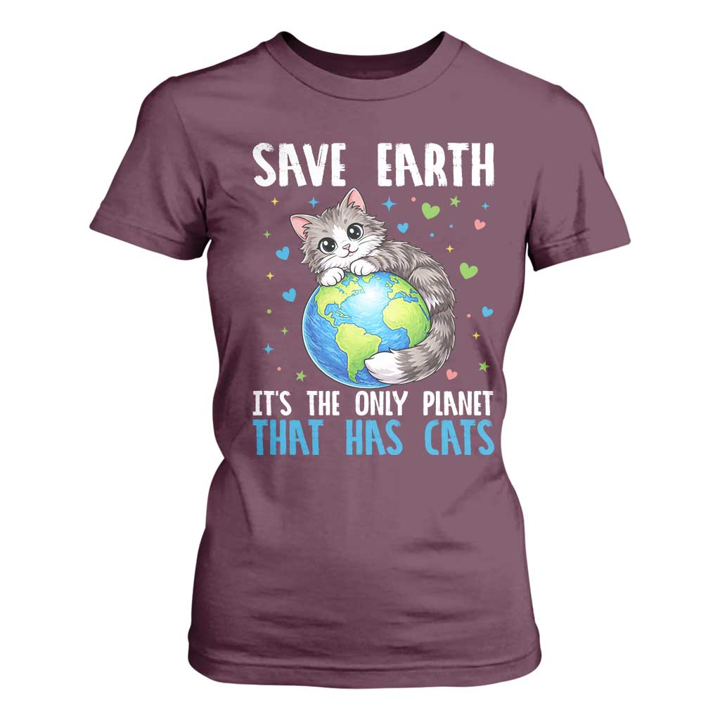 Earth Day T Shirt For Women Save Earth Its The Only Planet With Cats