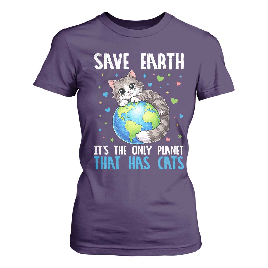 Earth Day T Shirt For Women Save Earth Its The Only Planet With Cats