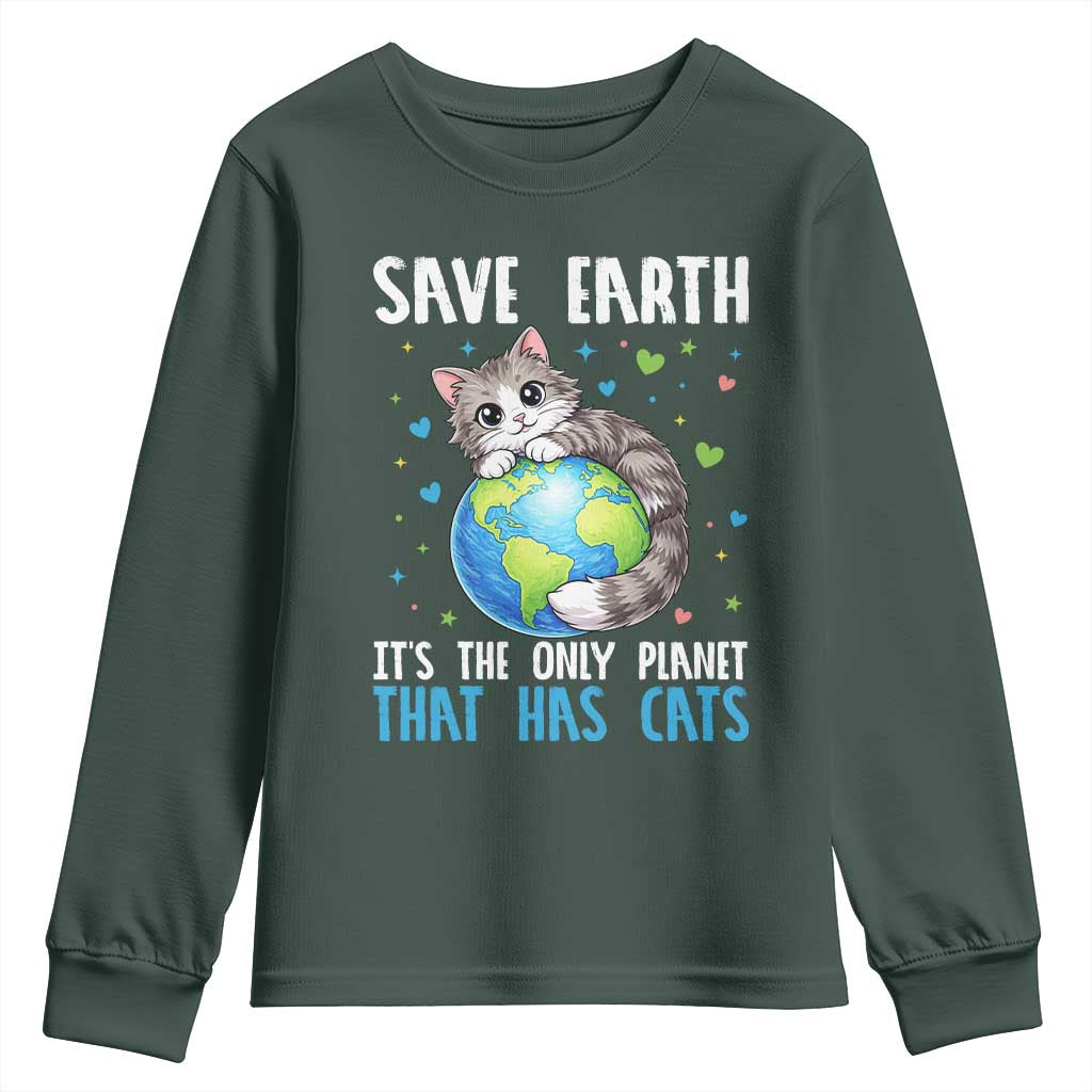 Earth Day Youth Sweatshirt Save Earth Its The Only Planet With Cats