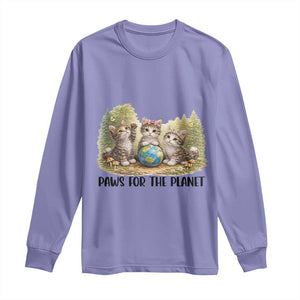 Earth Day Cat Lover Long Sleeve Shirt Paws For The Planet