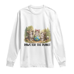 Earth Day Cat Lover Long Sleeve Shirt Paws For The Planet