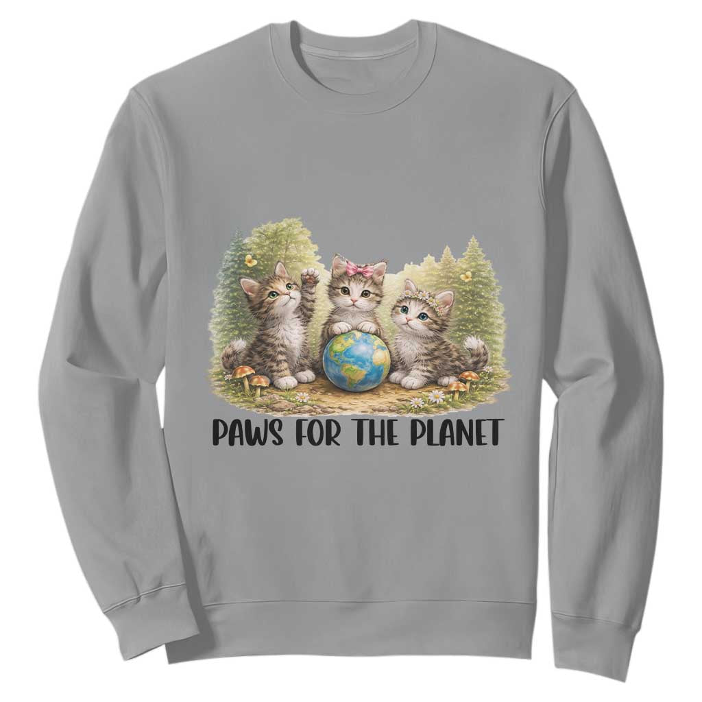 Earth Day Cat Lover Sweatshirt Paws For The Planet
