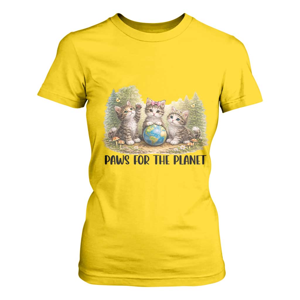 Earth Day Cat Lover T Shirt For Women Paws For The Planet