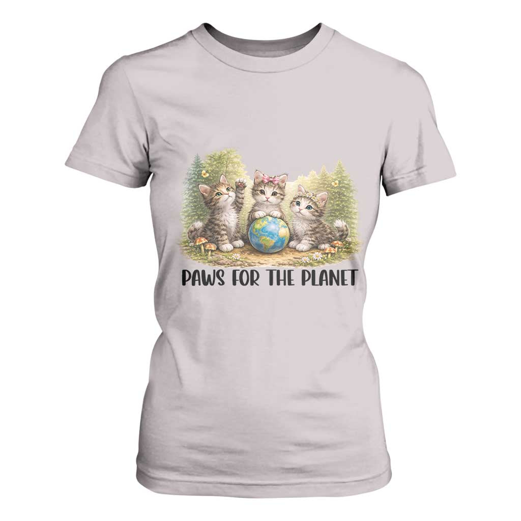 Earth Day Cat Lover T Shirt For Women Paws For The Planet