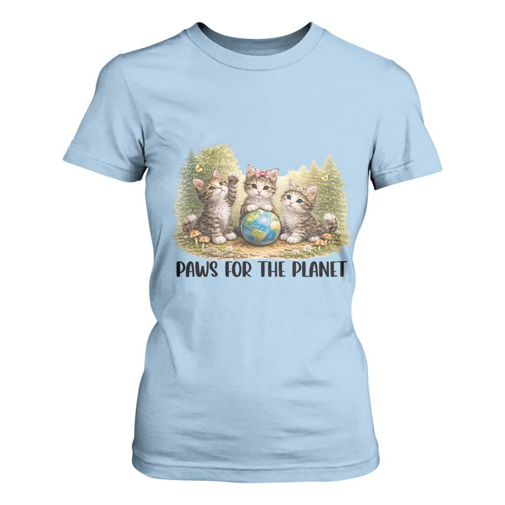 Earth Day Cat Lover T Shirt For Women Paws For The Planet