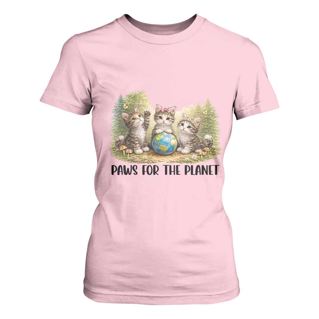 Earth Day Cat Lover T Shirt For Women Paws For The Planet