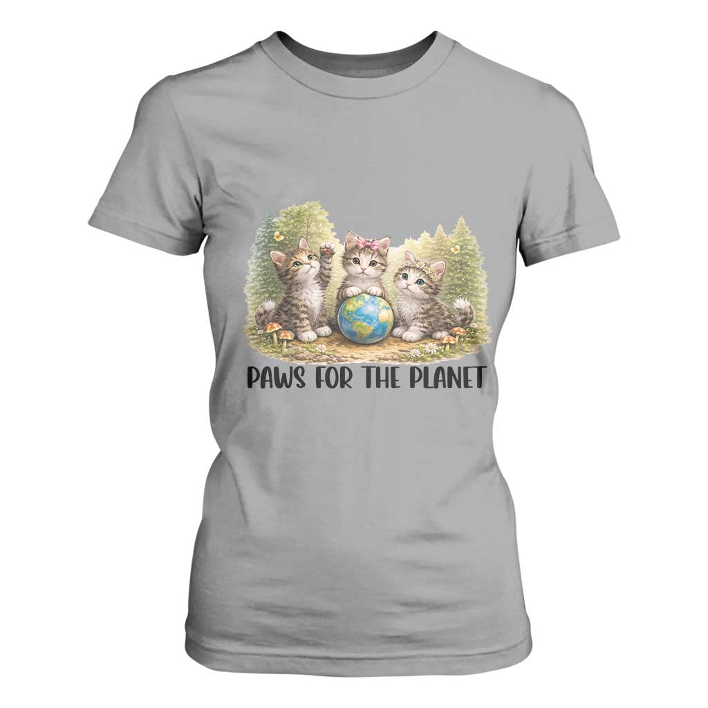 Earth Day Cat Lover T Shirt For Women Paws For The Planet