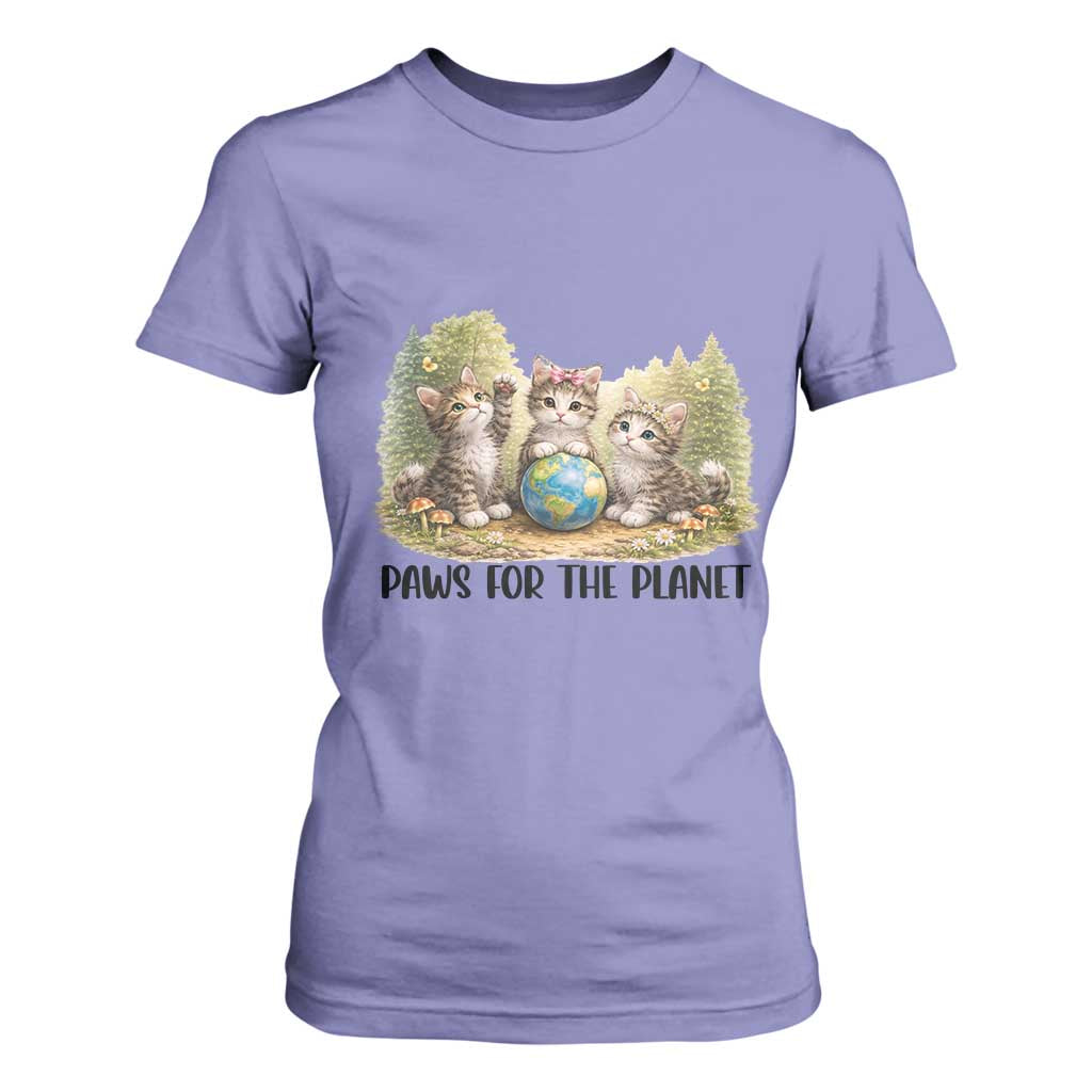 Earth Day Cat Lover T Shirt For Women Paws For The Planet