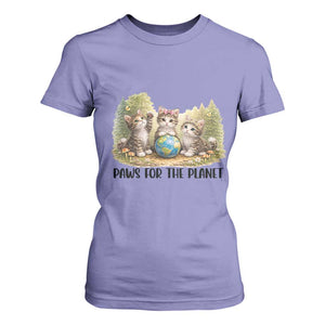 Earth Day Cat Lover T Shirt For Women Paws For The Planet