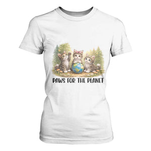 Earth Day Cat Lover T Shirt For Women Paws For The Planet