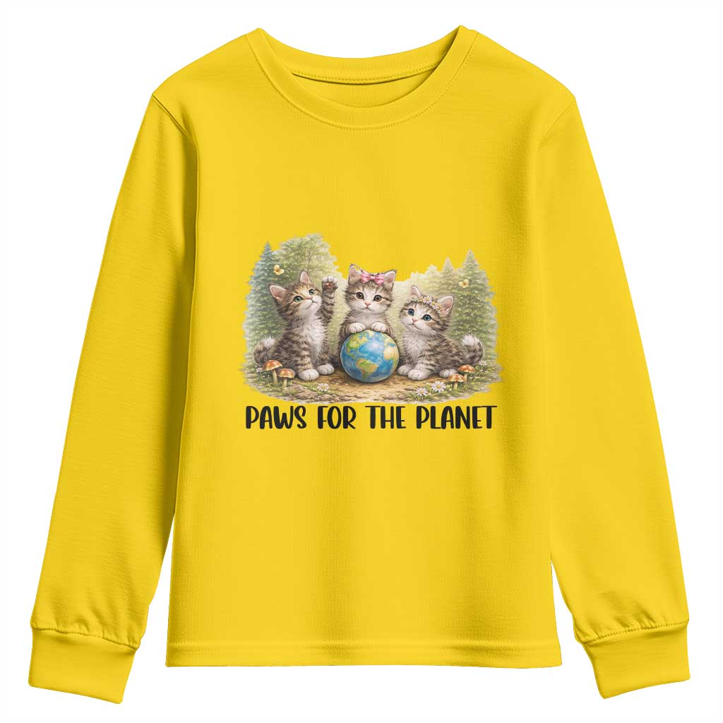 Earth Day Cat Lover Youth Sweatshirt Paws For The Planet