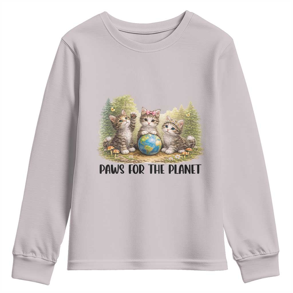 Earth Day Cat Lover Youth Sweatshirt Paws For The Planet