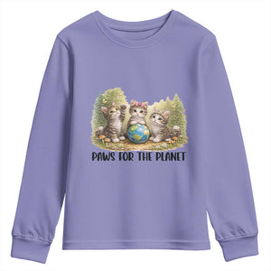 Earth Day Cat Lover Youth Sweatshirt Paws For The Planet