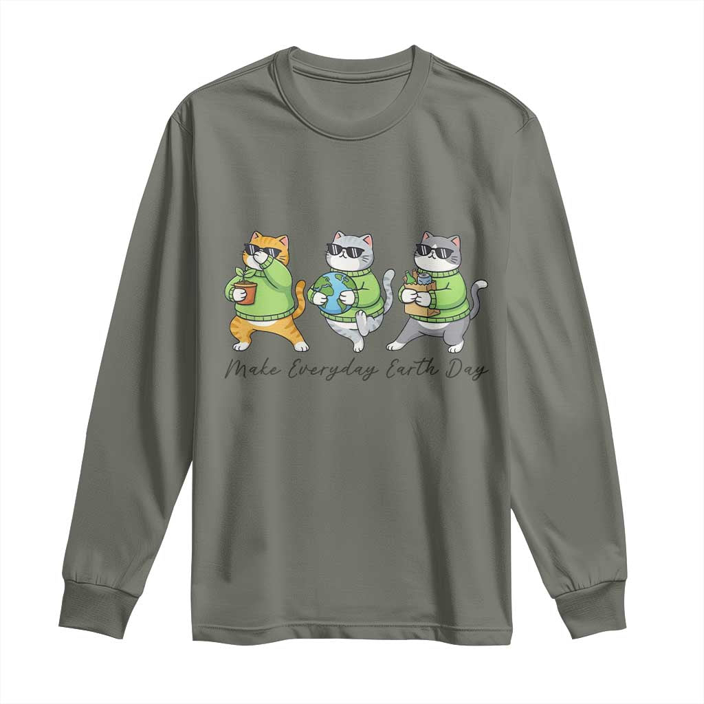 Make Everyday Earth Day Long Sleeve Shirt Eco Friendly Cat Lover