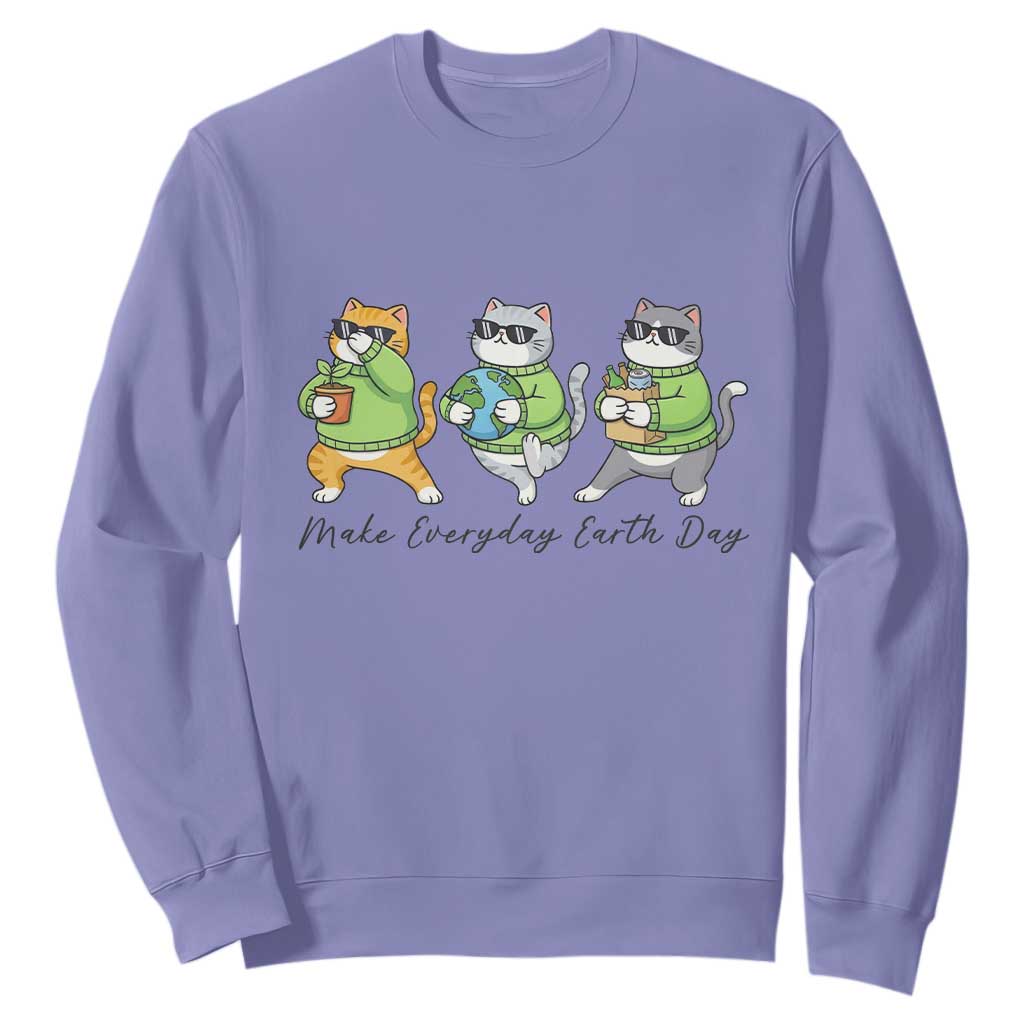 Make Everyday Earth Day Sweatshirt Eco Friendly Cat Lover