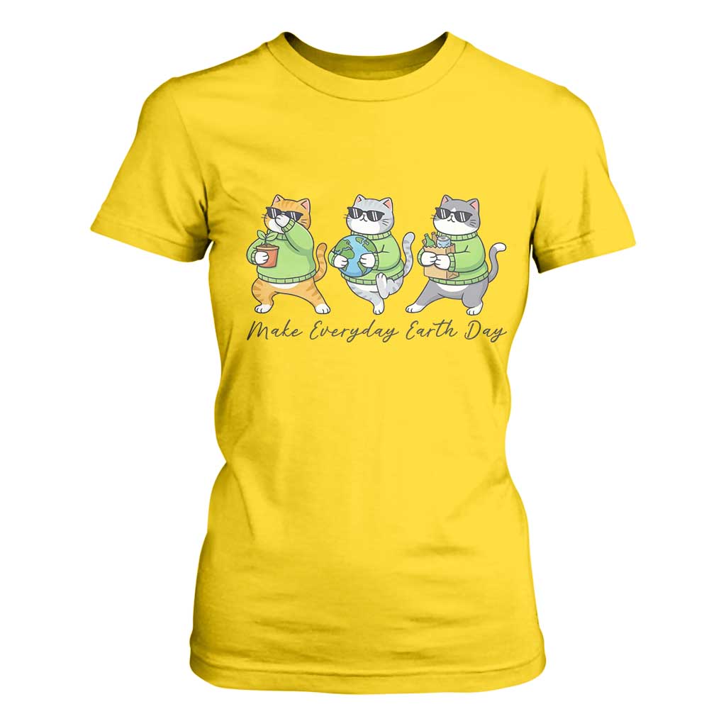 Make Everyday Earth Day T Shirt For Women Eco Friendly Cat Lover