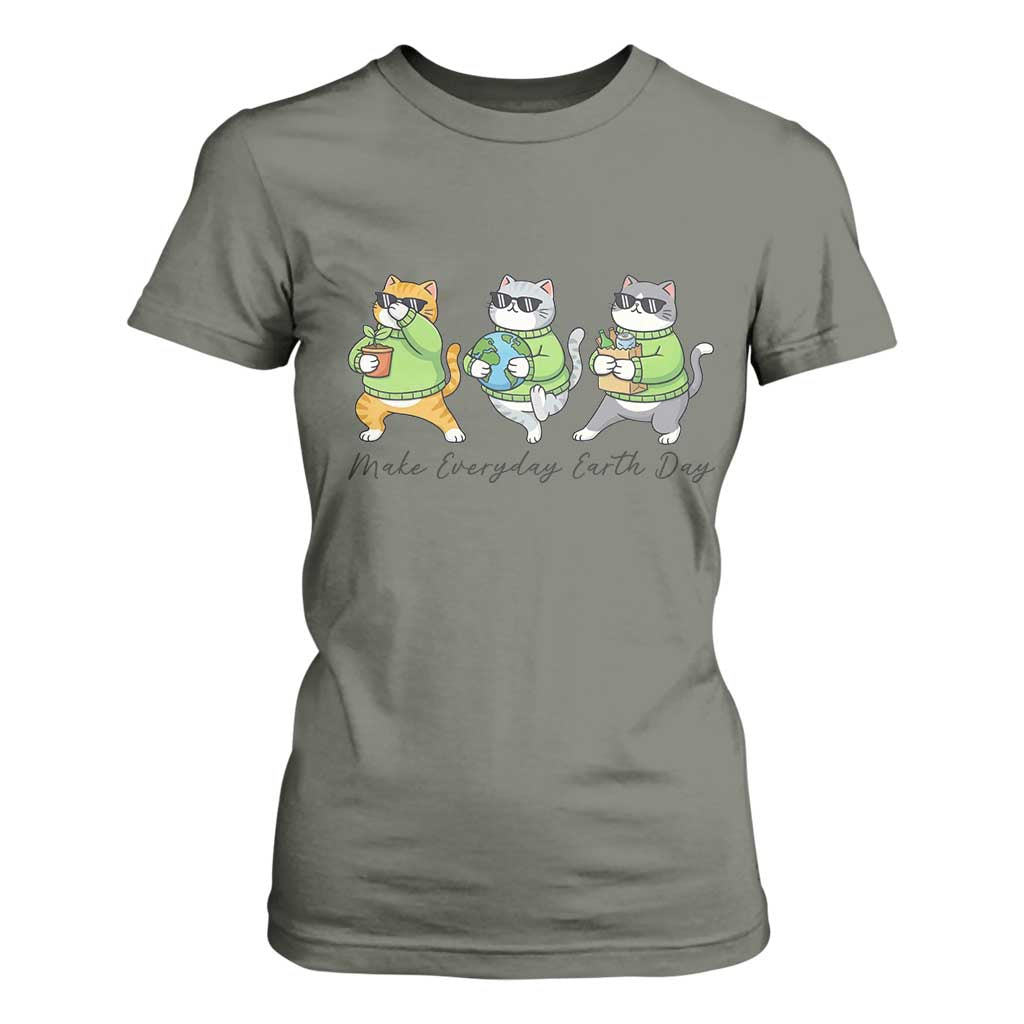 Make Everyday Earth Day T Shirt For Women Eco Friendly Cat Lover