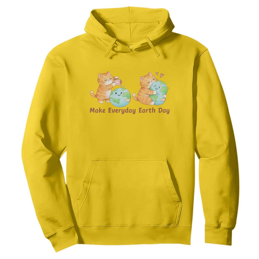 Make Everyday Earth Day Hoodie Cute Cat Healing Planet Earth