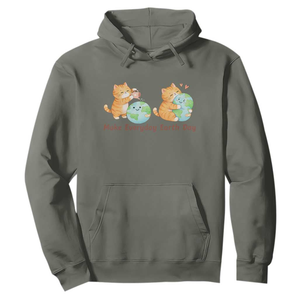 Make Everyday Earth Day Hoodie Cute Cat Healing Planet Earth