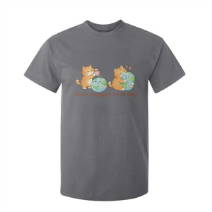 Make Everyday Earth Day T Shirt For Kid Cute Cat Healing Planet Earth