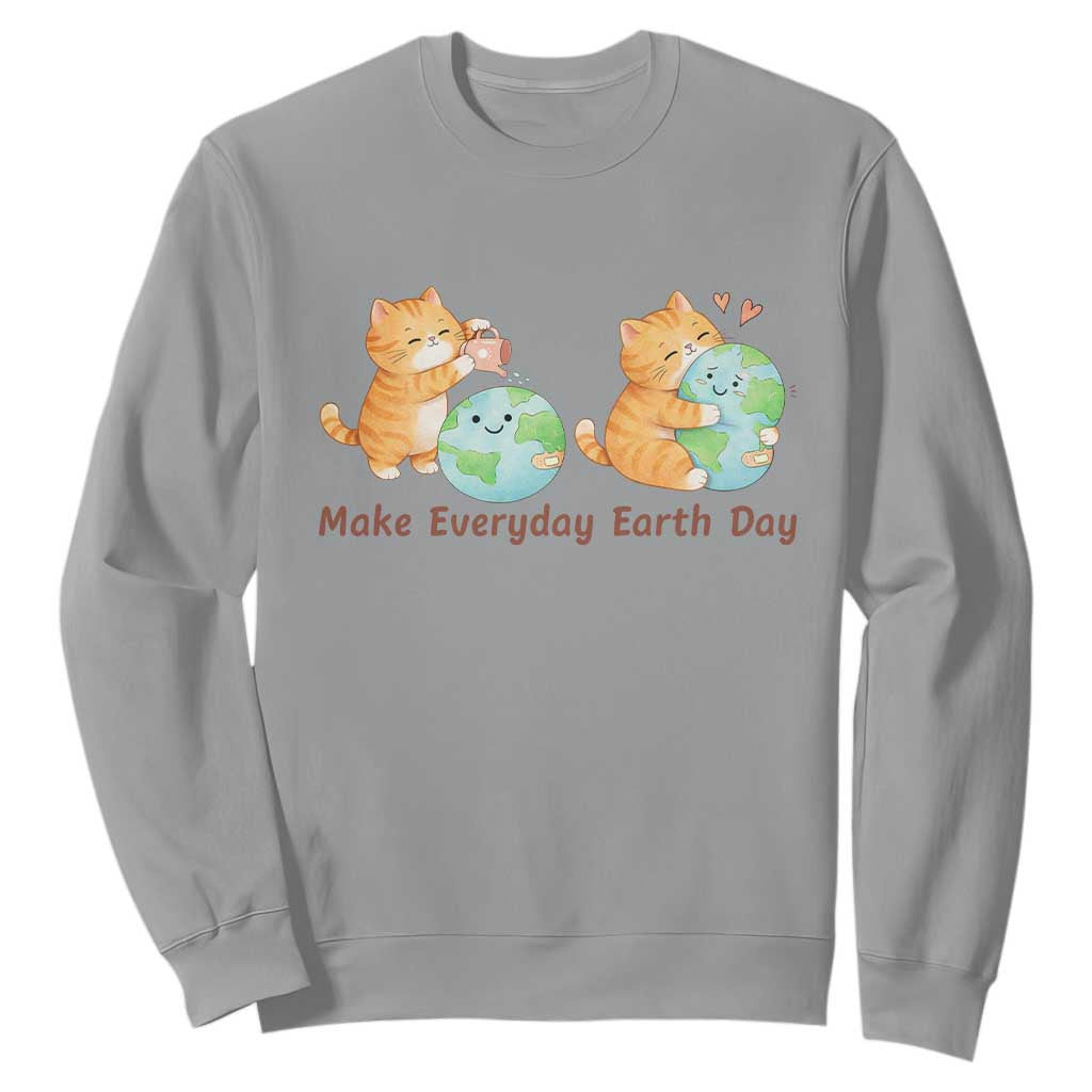 Make Everyday Earth Day Sweatshirt Cute Cat Healing Planet Earth