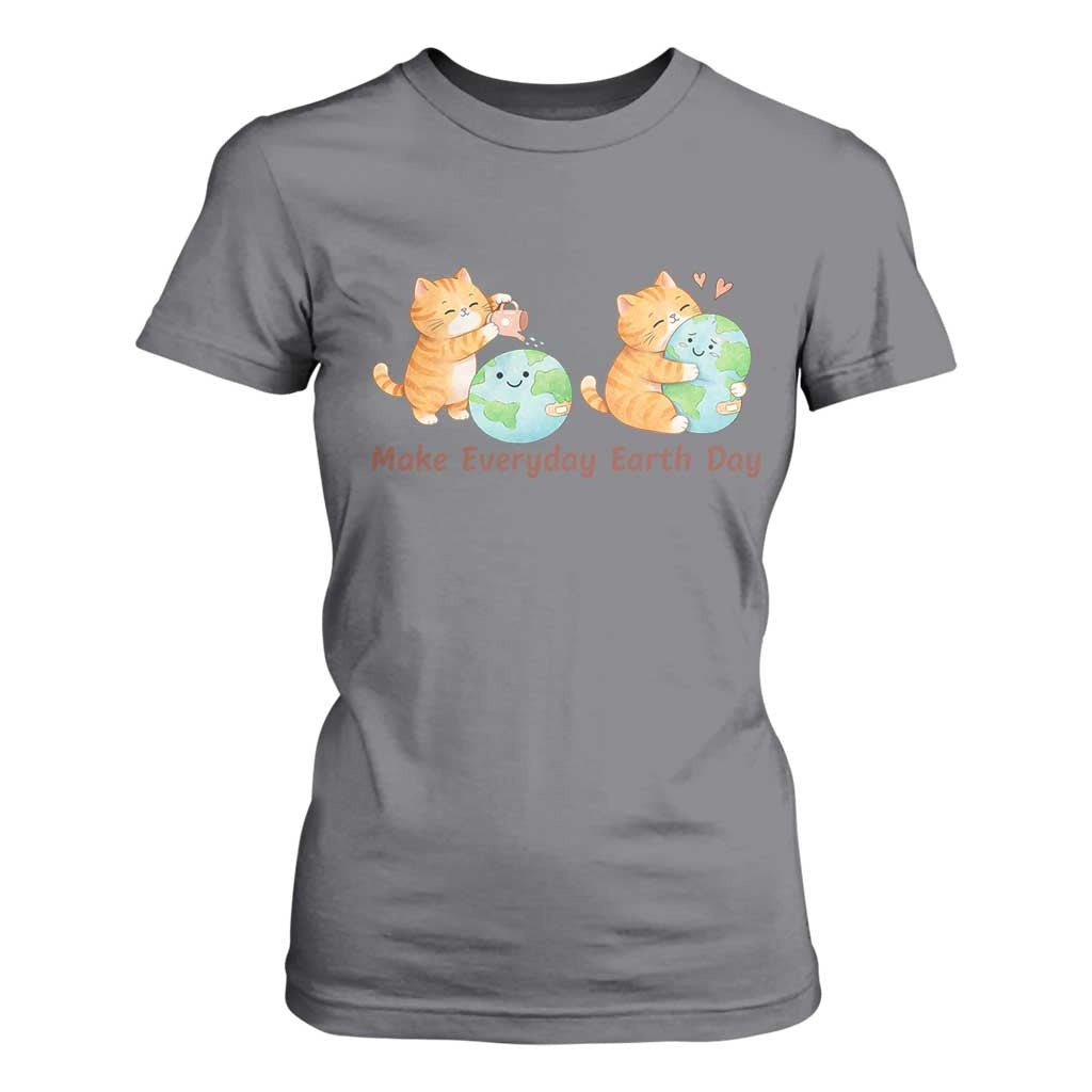 Make Everyday Earth Day T Shirt For Women Cute Cat Healing Planet Earth
