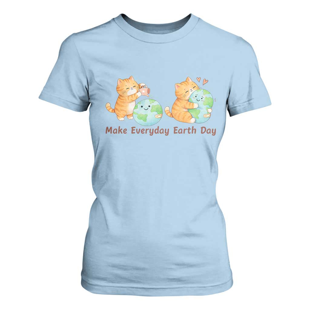 Make Everyday Earth Day T Shirt For Women Cute Cat Healing Planet Earth