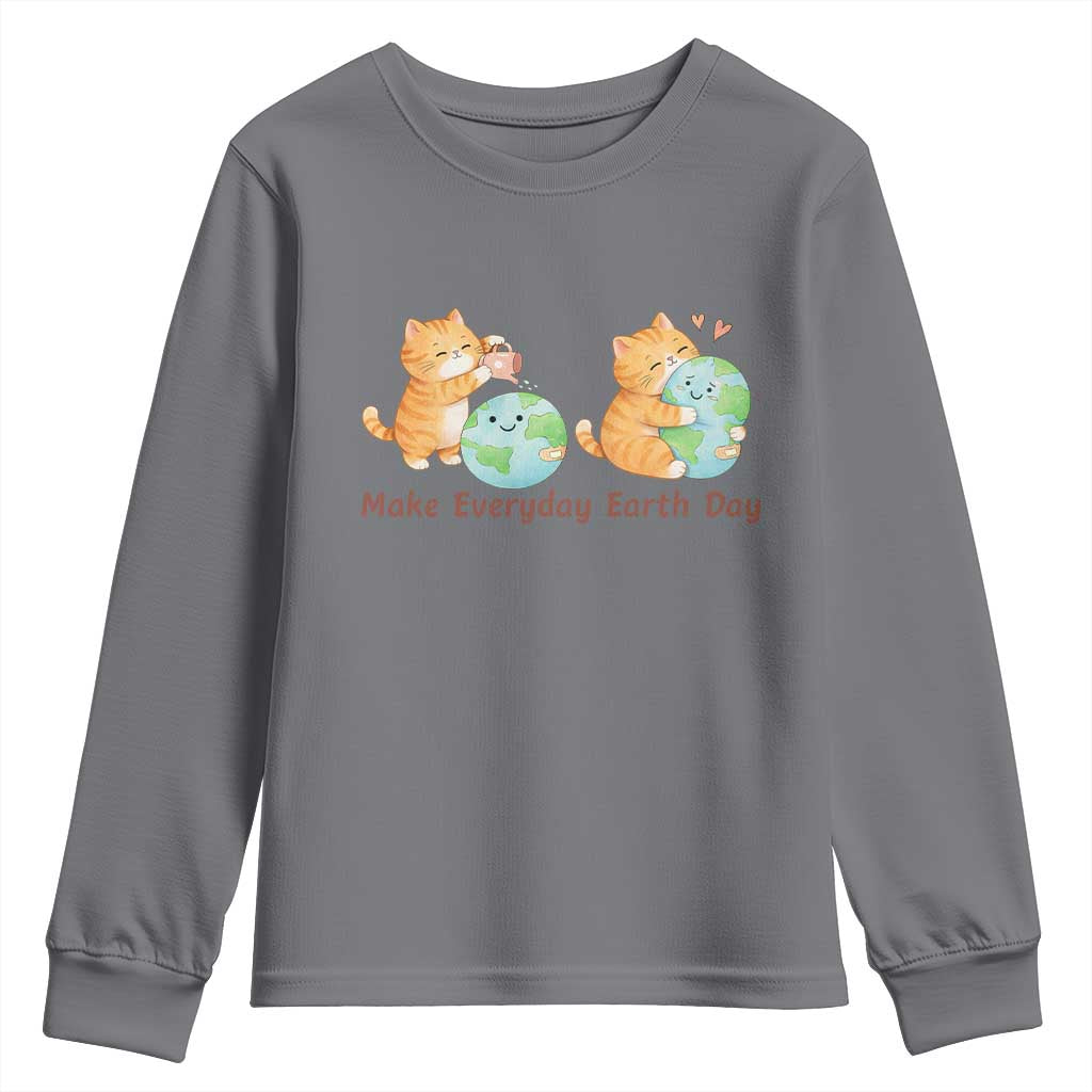 Make Everyday Earth Day Youth Sweatshirt Cute Cat Healing Planet Earth