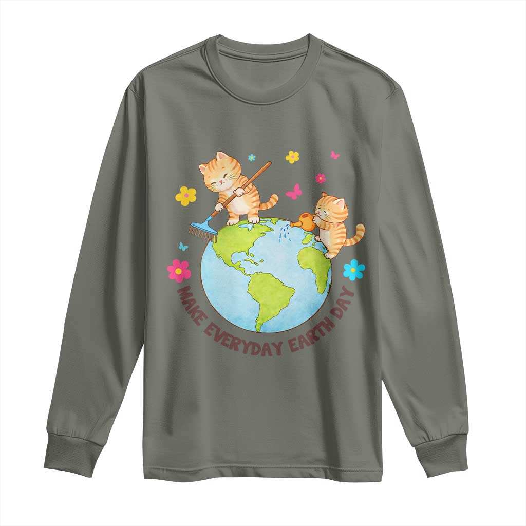 Make Everyday Earth Day Long Sleeve Shirt Funny Cat Lover Gift