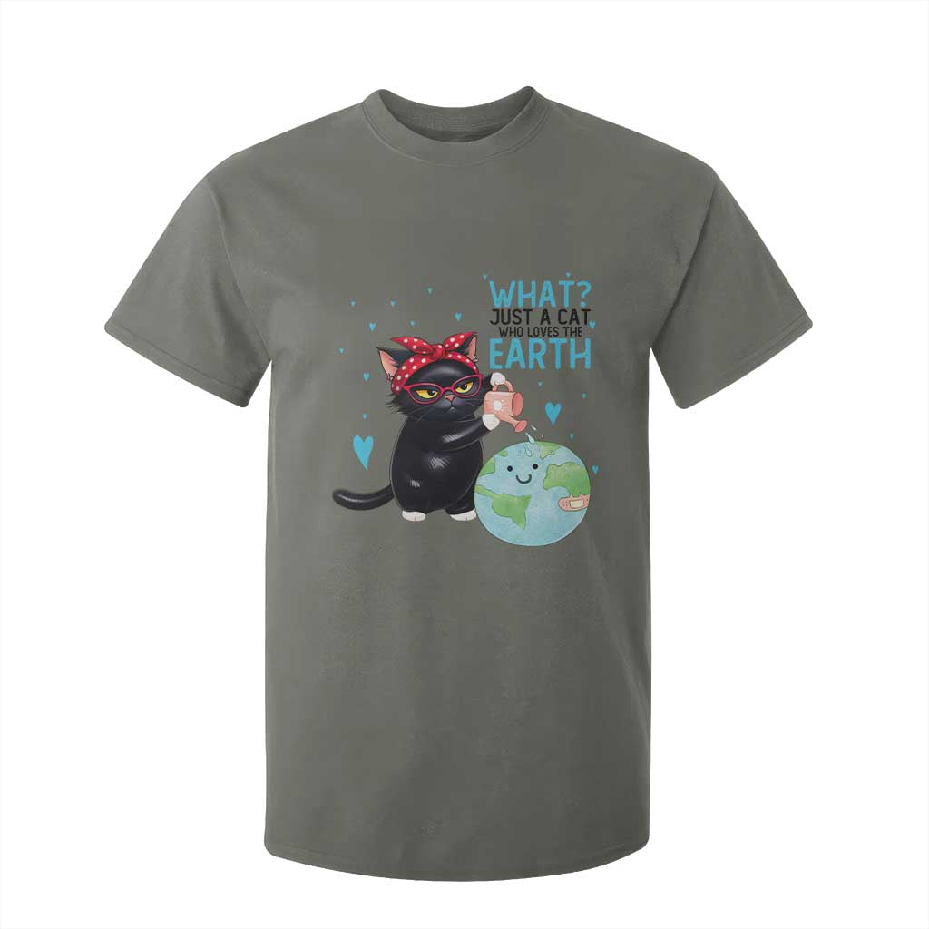 Just A Cat Who Loves The Earth T Shirt For Kid Earth Day Cat Lover Gift