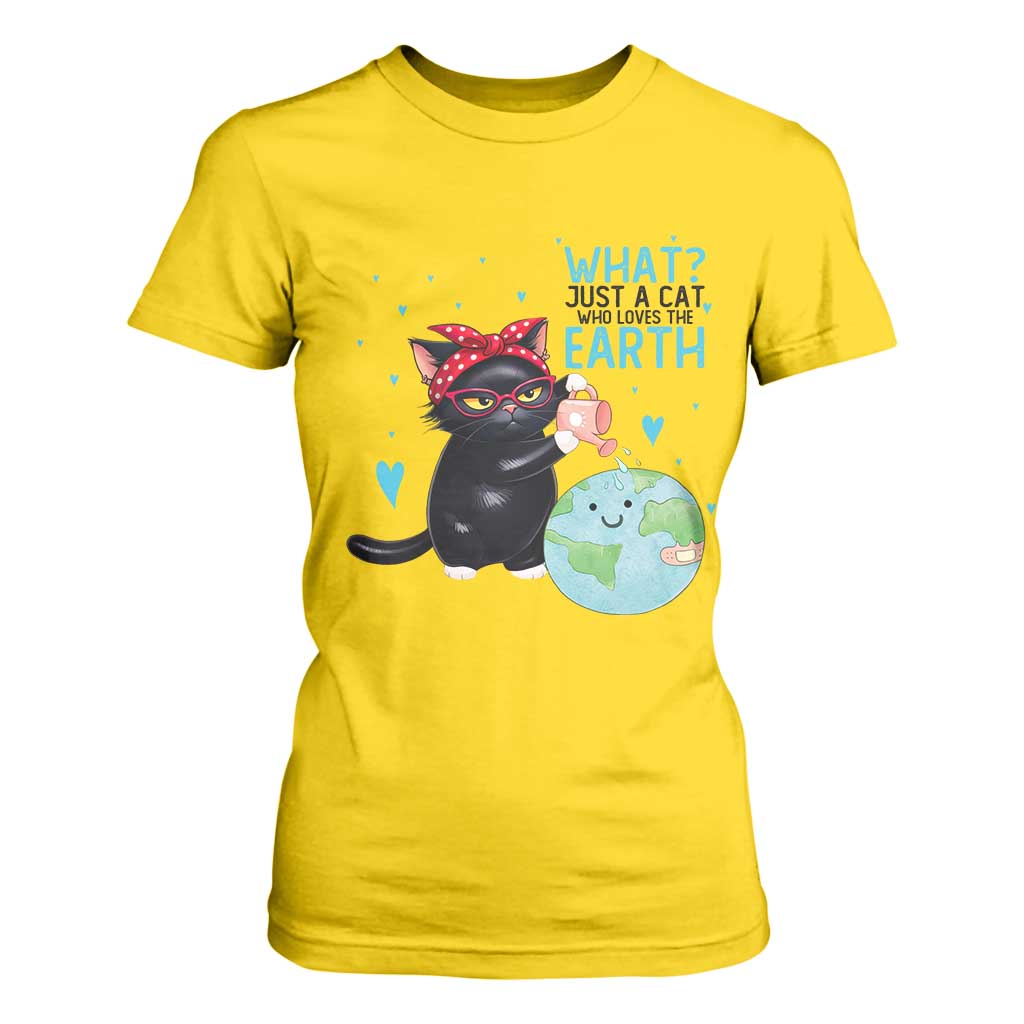 Just A Cat Who Loves The Earth T Shirt For Women Earth Day Cat Lover Gift