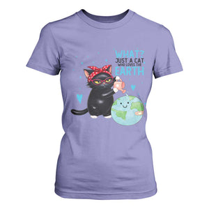 Just A Cat Who Loves The Earth T Shirt For Women Earth Day Cat Lover Gift
