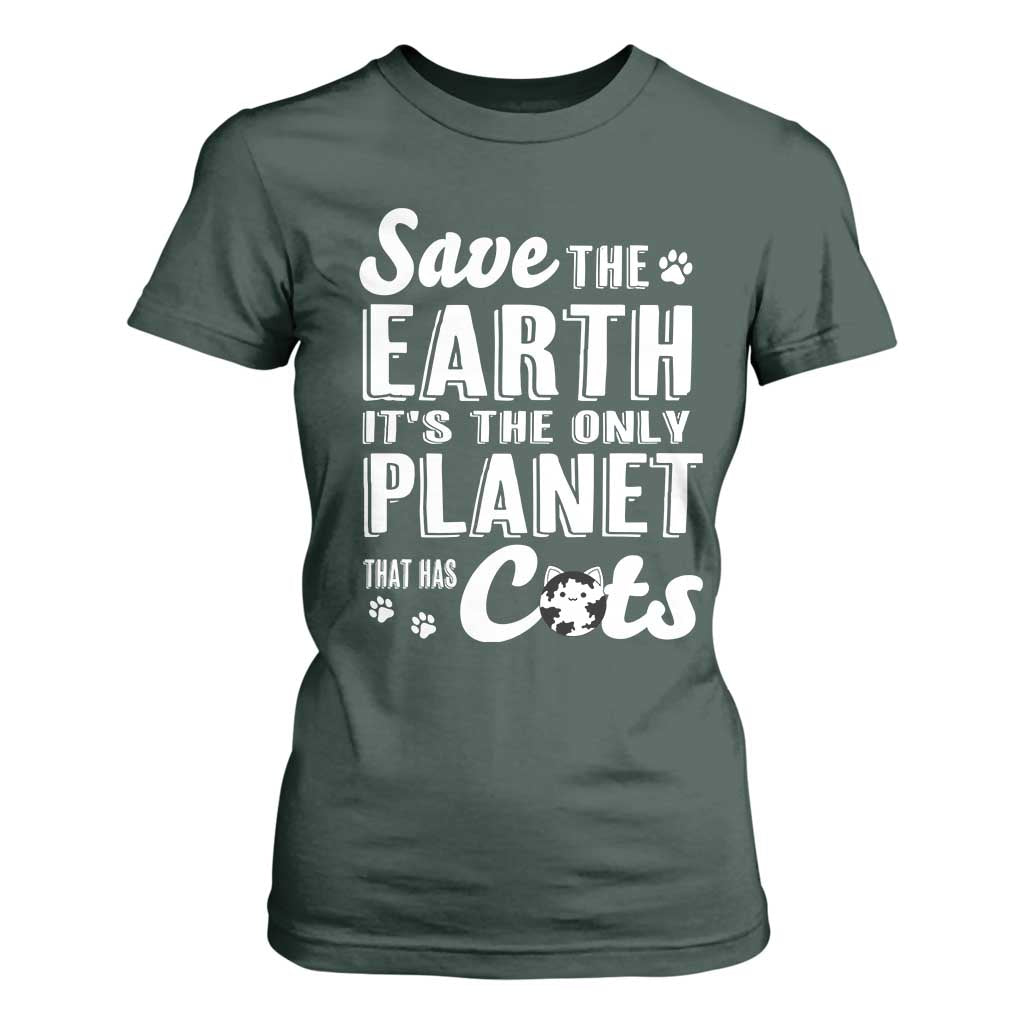 Earth Day Cat Lover T Shirt For Women Save Earth Its The Only Planet With Cats