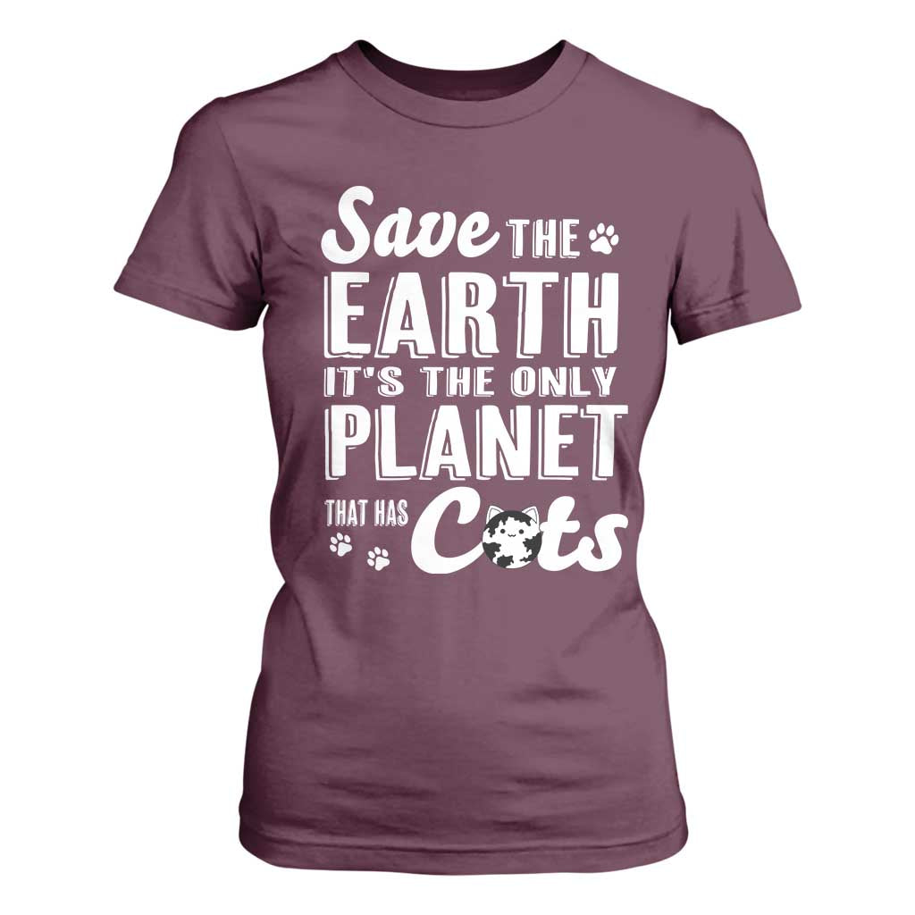 Earth Day Cat Lover T Shirt For Women Save Earth Its The Only Planet With Cats