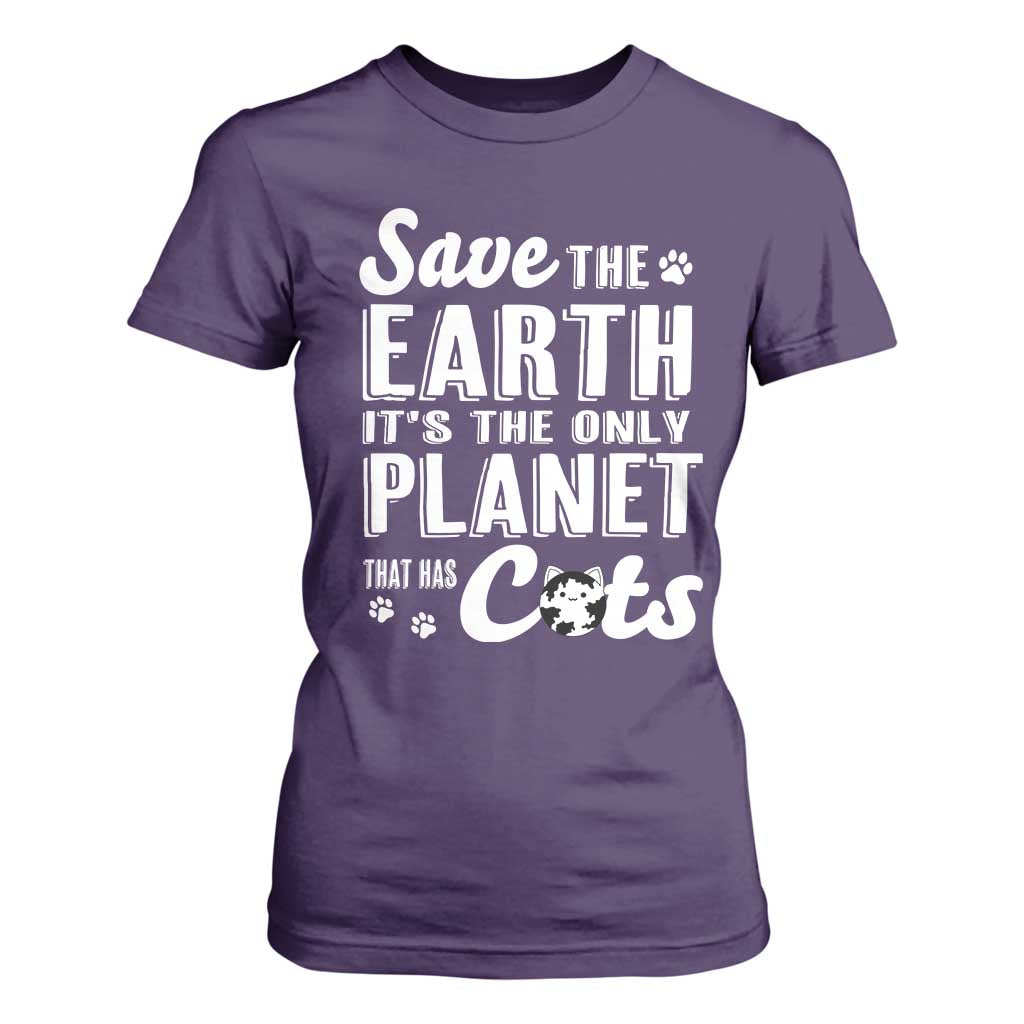 Earth Day Cat Lover T Shirt For Women Save Earth Its The Only Planet With Cats