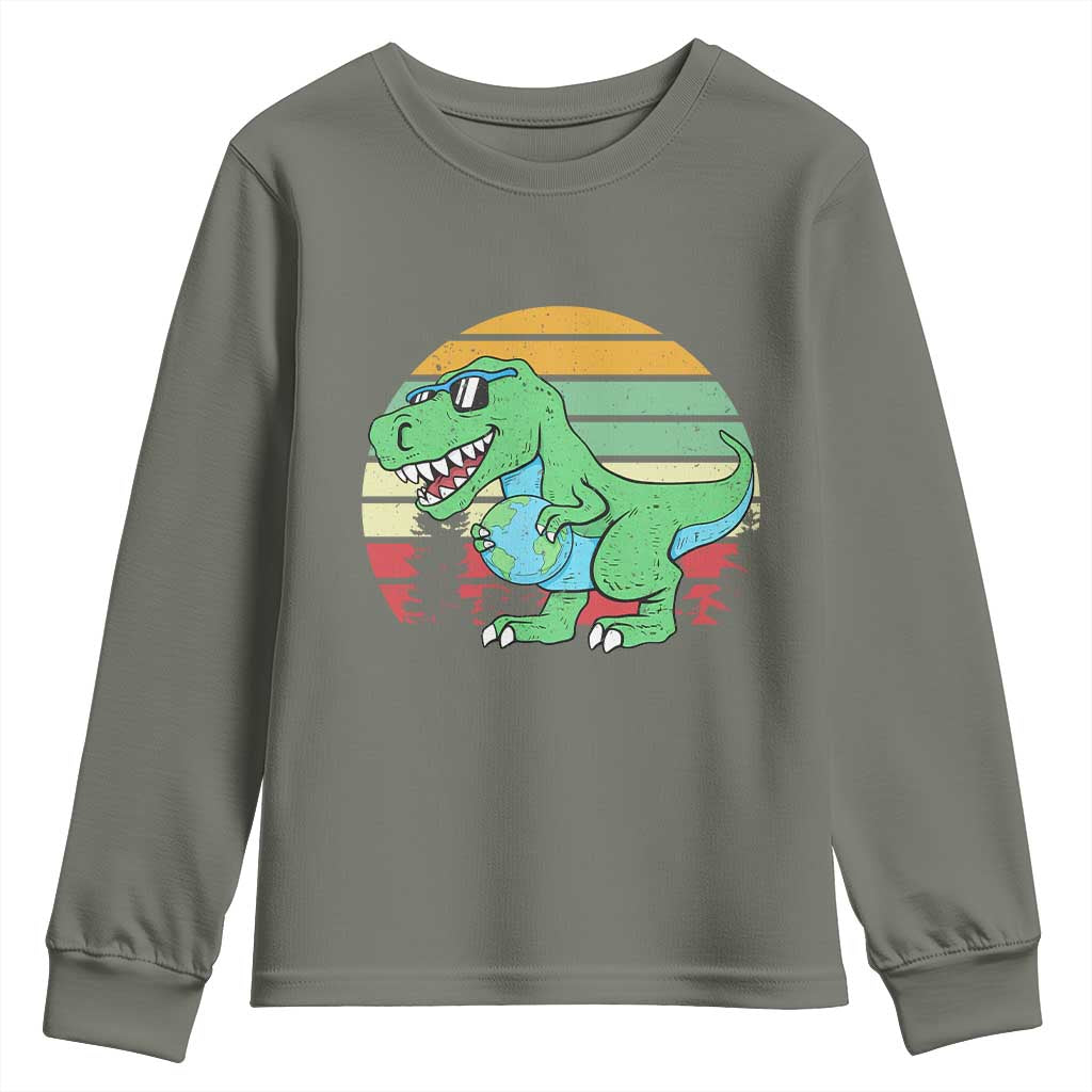Funny Earth Day Dinosaur Lover Youth Sweatshirt Save The Planet