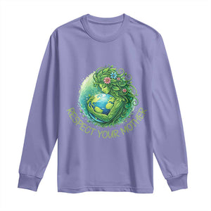 Respect Your Mother Long Sleeve Shirt Earth Mother Hugging Planet